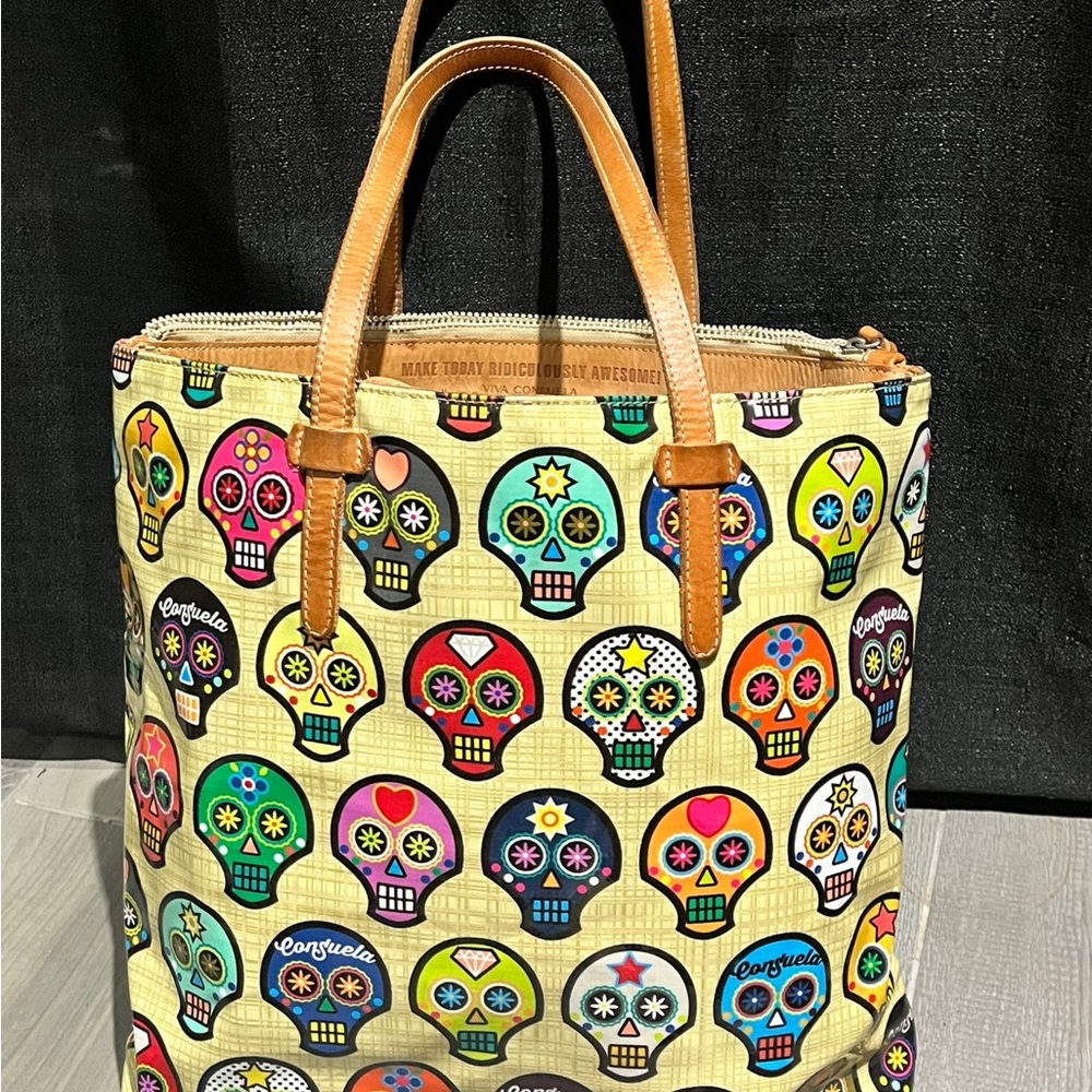 Consuela Sugar Skulls Market Shoulder Tote Bag